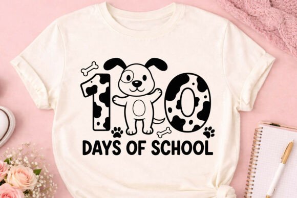 100 Days of School Dog SVG for T-Shirt Designs and Graphics