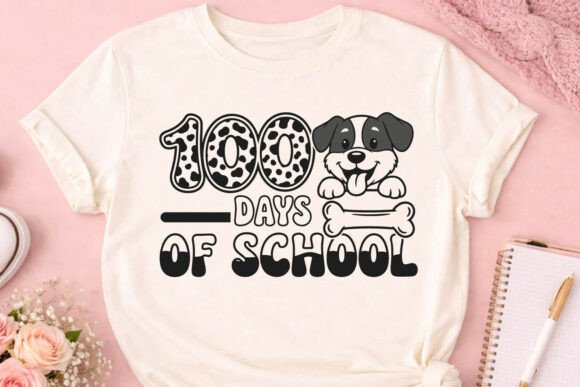 Cute Puppy 100 Days of School Dog SVG: A Graphic Design Asset for T-Shirt Designs