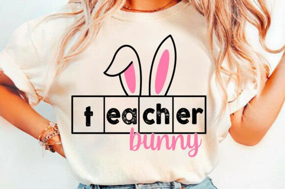 Easter Teacher Bunny SVG, Varsity PNG Graphics