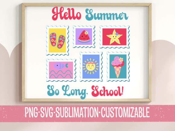 Hello Summer so Long School Stamp SVG Graphics
