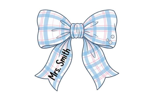 Mrs Smith Plaid Bow Teacher Name SVG: Graphics for T-Shirt Designs