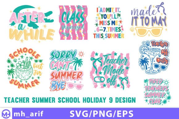 Summer Teacher School Holiday SVG Bundle for T-Shirt Designs and Graphics