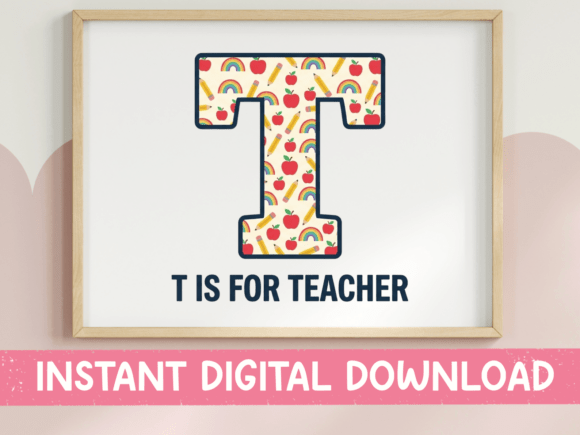 T is for Teacher Letter SVG PNG