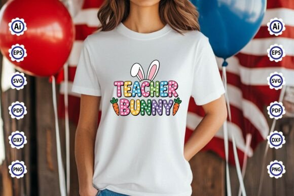 Teacher Bunny SVG T-Shirt Design Graphics