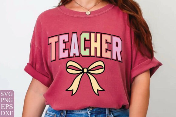Teacher Coquette Bow SVG, Teacher PNG Graphics