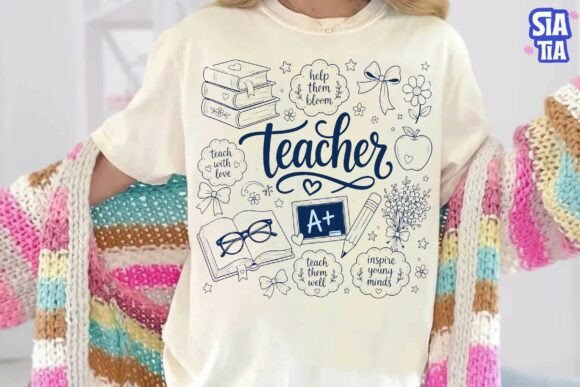 Teacher Doodle SVG PNG Clipart Design