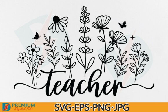 Teacher Floral Teacher Flower SVG Design