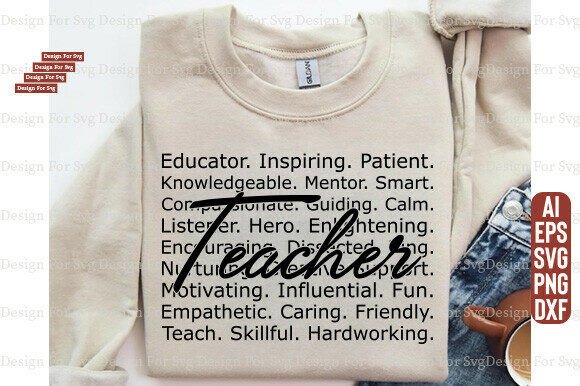 Teacher Words SVG: A Polished Graphic Design Asset for T-Shirt Designs and Content Publishing